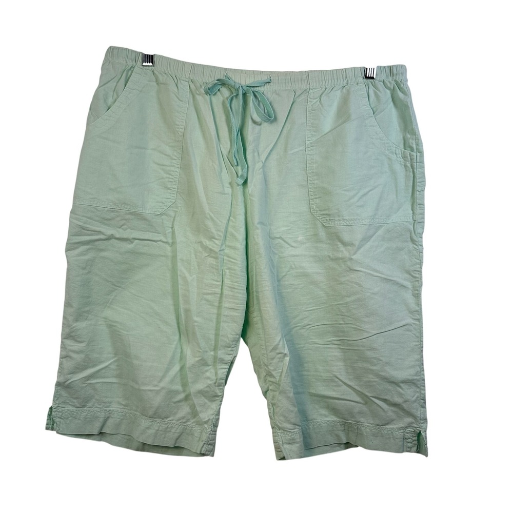 Fresh Produce Womens‎ XXL Mint Green Cotton Elastic Drawstring Bermuda Shorts